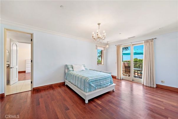 Bedroom, Chandelier, Interior, Wood Texture Flooring