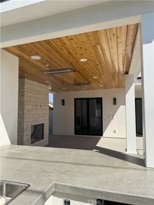 Fireplace, Interior, Recessed Lighting, Stone Walls, Wooden Ceilings