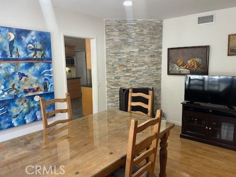 Dining room, Interior, Stone Walls, Wood Texture Flooring