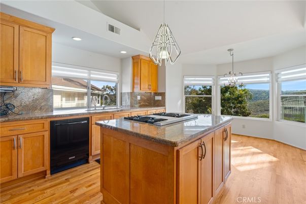 Chandelier, Interior, Kitchen, Pendant Lights, Recessed Lighting, Wood Texture Flooring