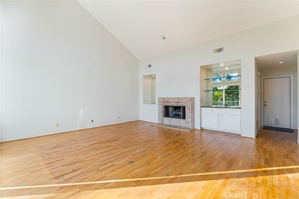 Empty room, Fireplace, Interior, Recessed Lighting, Wood Texture Flooring