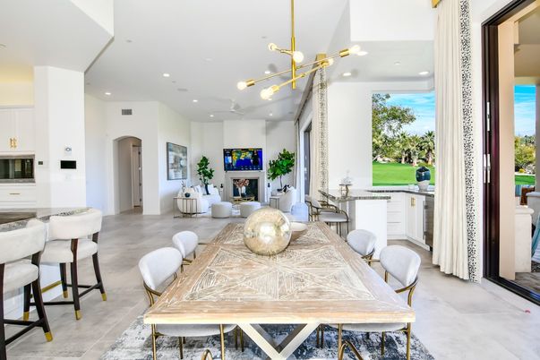 Dining room, Fireplace, Interior, Kitchen, Living room, Pendant Lights, Recessed Lighting