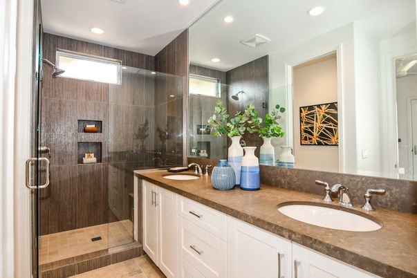 Bathroom, Dual Sink Vanities, Glass Shower, Interior, Recessed Lighting
