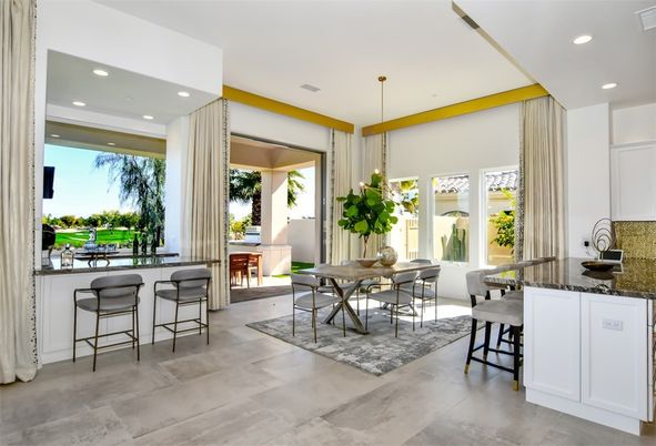 Dining room, Fireplace, Interior, Pendant Lights, Recessed Lighting