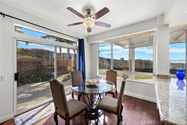 Dining room, Interior, Sun Room, Wood Texture Flooring