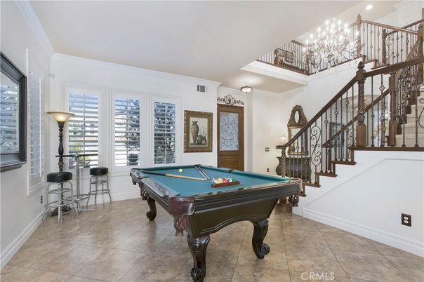 Billiard Table, Chandelier, Game Room, Interior