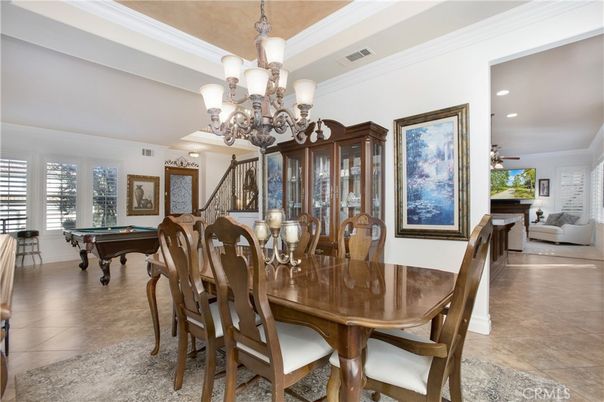 Billiard Table, Chandelier, Dining room, Game Room, Interior, Living room, Recessed Lighting