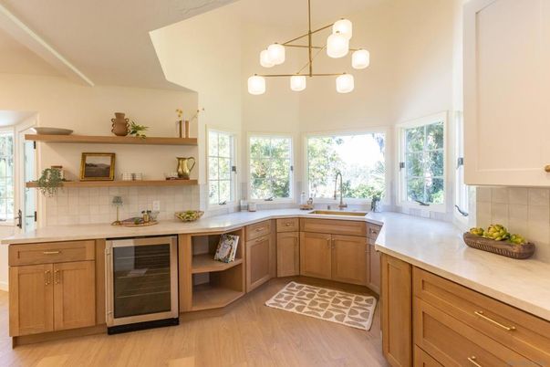 Interior, Kitchen, Pendant Lights, Wood Texture Flooring