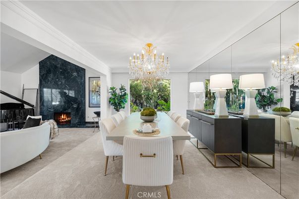 Chandelier, Dining room, Fireplace, Interior, Living room, Piano