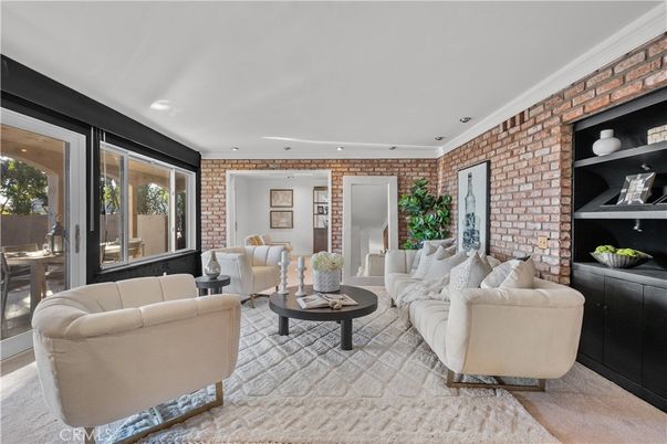 Interior, Living room, Recessed Lighting, Stone Walls