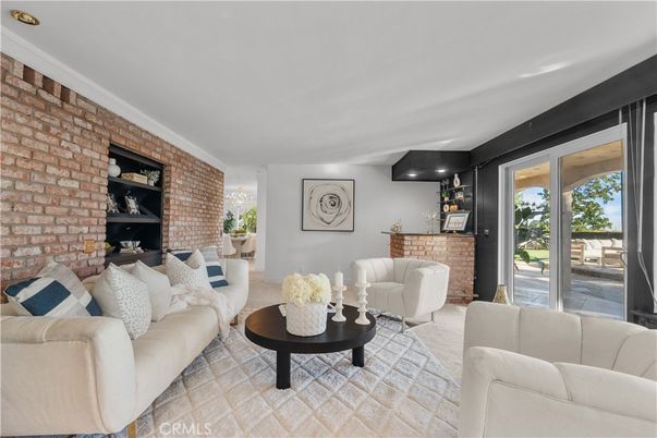 Dining room, Interior, Living room, Recessed Lighting, Stone Walls