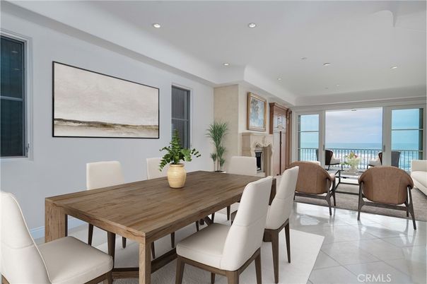 Dining room, Fireplace, Interior, Recessed Lighting, Water