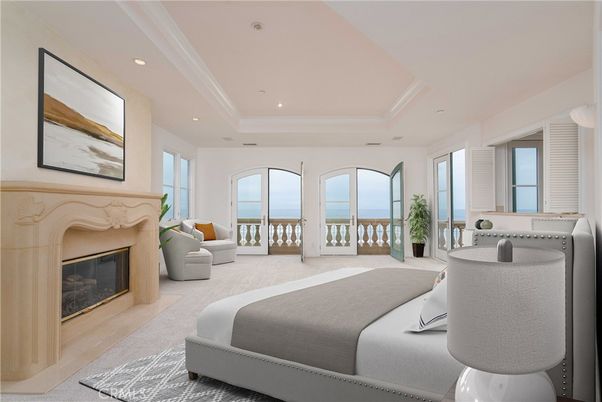 Bedroom, Fireplace, Interior, Living room, Recessed Lighting, Water