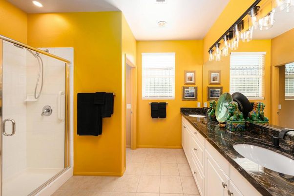 Bathroom, Dual Sink Vanities, Glass Shower, Interior, Recessed Lighting