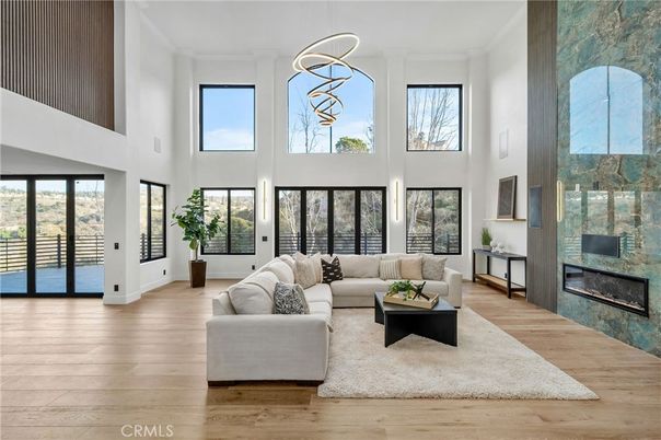 Fireplace, Interior, Living room, Pendant Lights, Wood Texture Flooring
