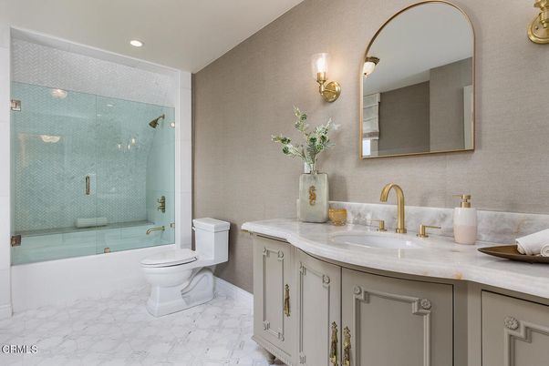 Bathroom, Glass Shower, Interior, Marble, Recessed Lighting