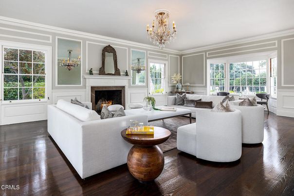 Chandelier, Fireplace, Interior, Living room, Wood Texture Flooring