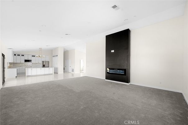 Empty room, Fireplace, Interior, Kitchen, Pendant Lights, Recessed Lighting