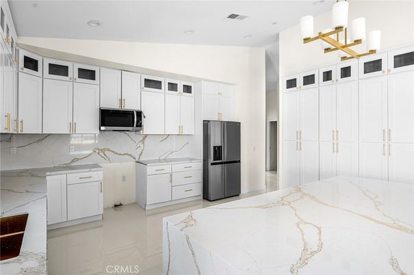 Interior, Kitchen, Marble Walls, Recessed Lighting