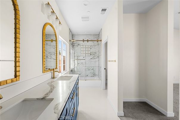 Bathroom, Dual Sink Vanities, Interior, Marble Walls