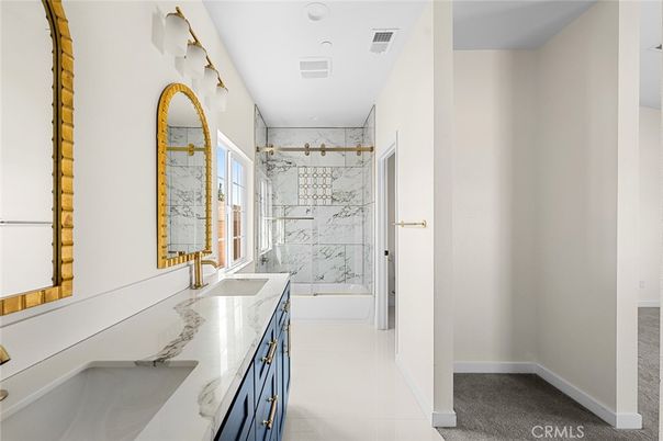 Bathroom, Dual Sink Vanities, Interior, Marble Walls