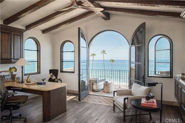 Home Office, Interior, Water, Wooden Beams, Wood Texture Flooring