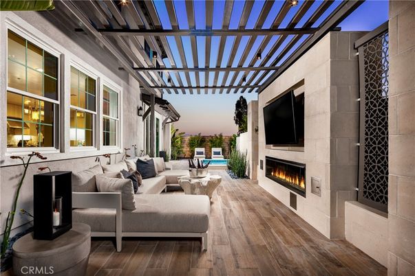 Exterior, Fireplace, Wood Texture Flooring