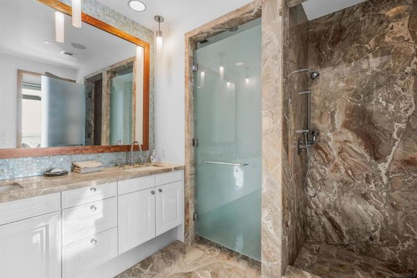 Bathroom, Glass Shower, Interior, Recessed Lighting
