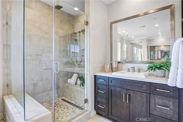 Bathroom, Glass Shower, Interior, Recessed Lighting