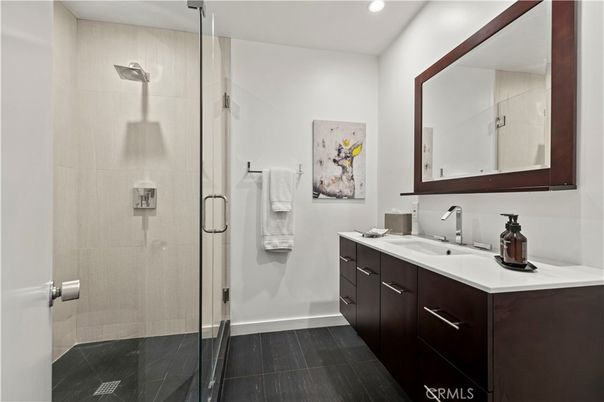 Bathroom, Dual Sink Vanities, Glass Shower, Interior, Recessed Lighting
