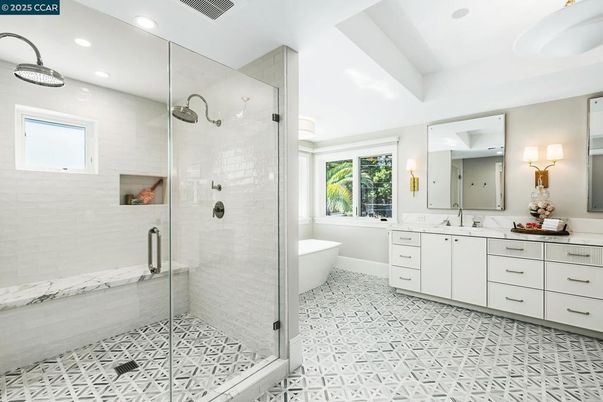 Bathroom, Dual Sink Vanities, Free Standing Baths, Glass Shower, Interior, Recessed Lighting