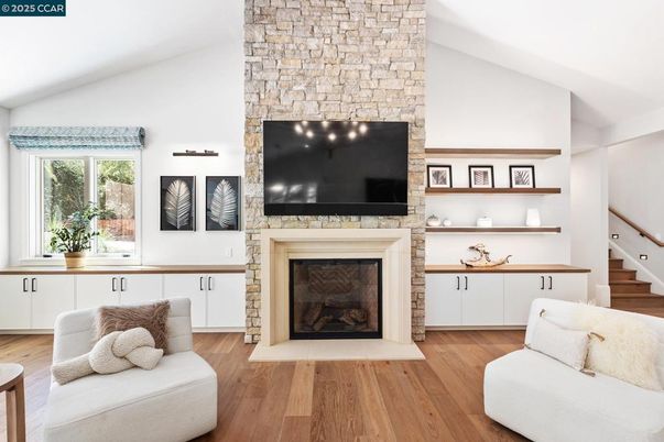 Fireplace, Interior, Stone Walls, Wood Texture Flooring