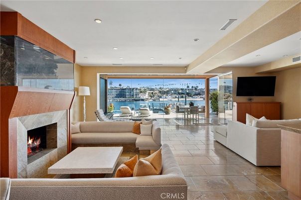 Fireplace, Interior, Living room, Recessed Lighting, Water