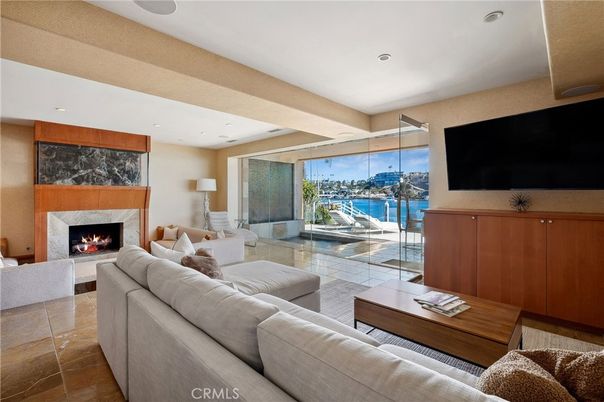 Fireplace, Interior, Living room, Recessed Lighting, Water