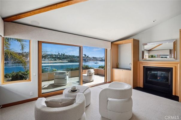 Fireplace, Interior, Recessed Lighting, Water, Wooden Beams