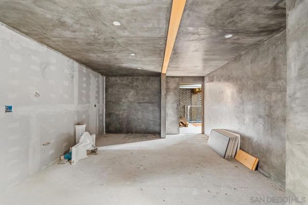 Empty room, Interior, Recessed Lighting, Stone Walls