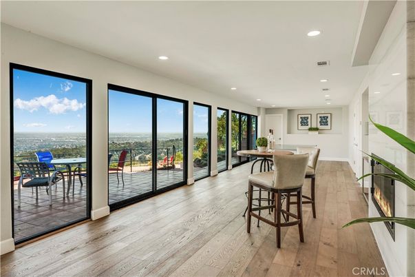 Fireplace, Interior, Recessed Lighting, Wood Texture Flooring