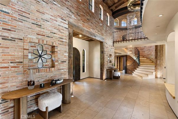 Chandelier, Interior, Pendant Lights, Recessed Lighting, Stone Walls, Wooden Beams