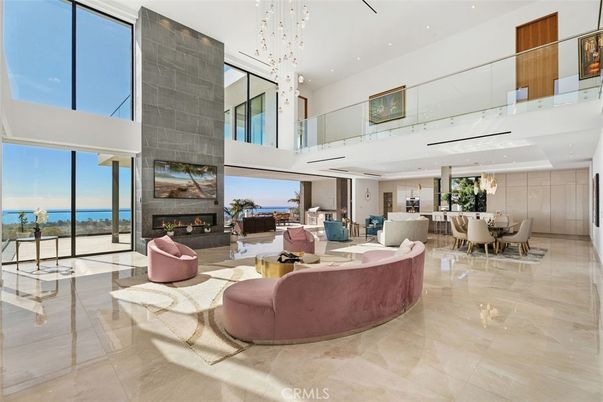 Dining room, Fireplace, Interior, Living room, Pendant Lights, Recessed Lighting, Water