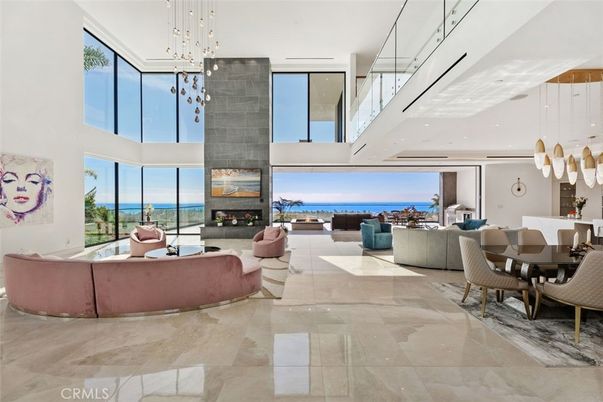 Dining room, Fireplace, Interior, Living room, Pendant Lights, Recessed Lighting, Water