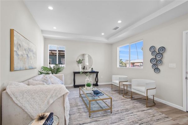 Interior, Living room, Recessed Lighting, Wood Texture Flooring