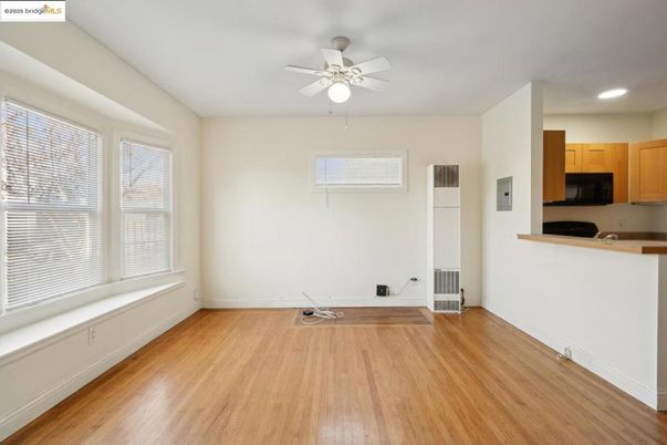 Empty room, Interior, Kitchen, Recessed Lighting, Wood Texture Flooring