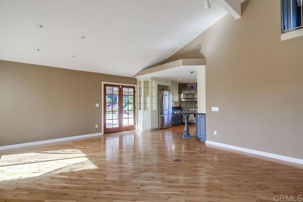 Empty room, Interior, Kitchen, Pendant Lights, Recessed Lighting, Wood Texture Flooring