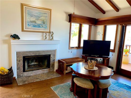 Dining room, Fireplace, Interior, Wooden Beams, Wood Texture Flooring