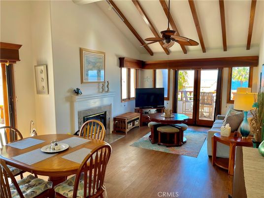 Dining room, Fireplace, Interior, Living room, Water, Wood Texture Flooring