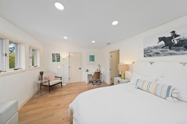 Bedroom, Home Office, Interior, Recessed Lighting, Wood Texture Flooring