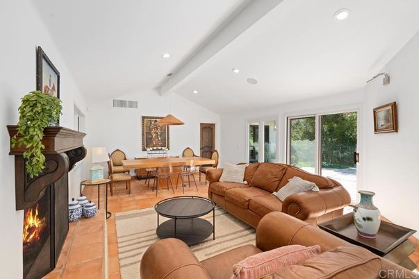 Dining room, Fireplace, Interior, Living room, Recessed Lighting