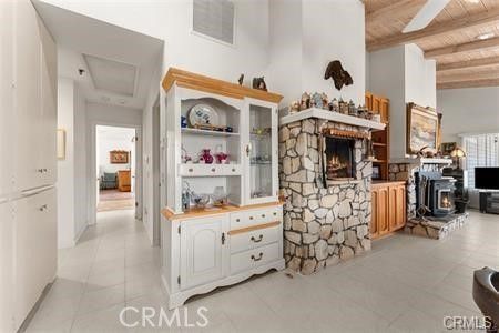 Fireplace, Interior, Recessed Lighting, Wooden Beams, Wooden Ceilings