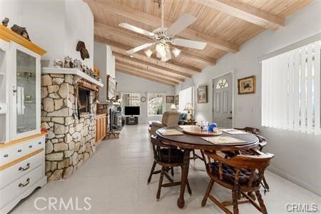 Dining room, Fireplace, Interior, Stone Walls, Wooden Beams, Wooden Ceilings
