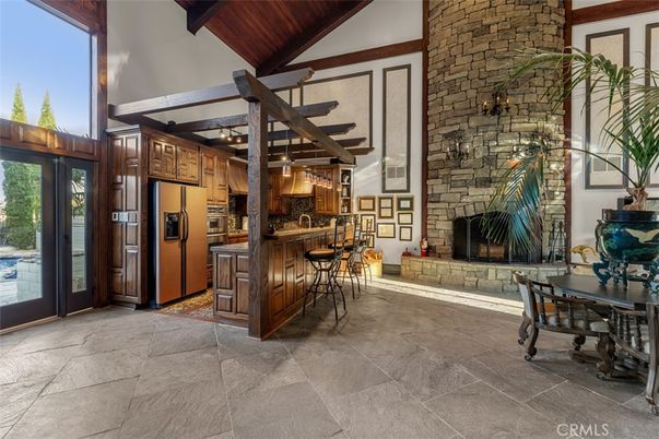 Dining room, Fireplace, Interior, Kitchen, Stone Walls, Wooden Beams